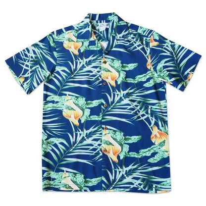 Calla blue hawaiian rayon shirt - alohaz