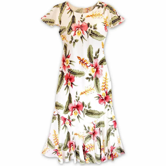 Cloud cream hawaiian malia dress - alohaz