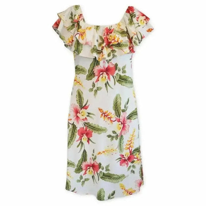 Cloud cream hawaiian rainbow short dress - alohaz