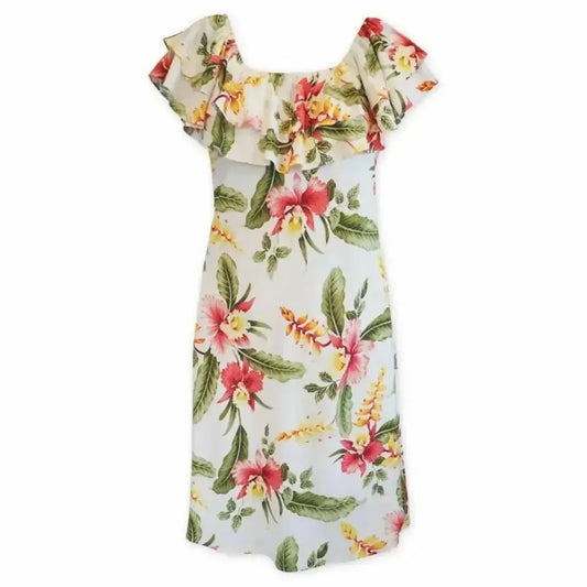 Cloud cream hawaiian rainbow short dress - alohaz