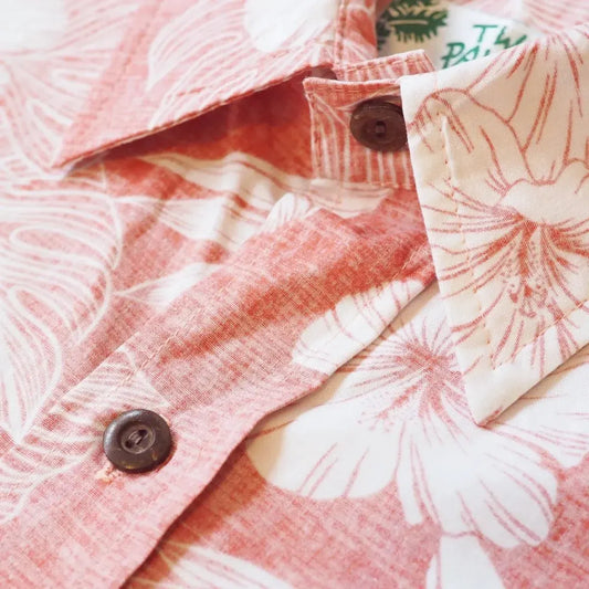Coral moonlight reverse print hawaiian cotton shirt - alohaz