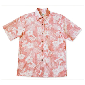 Coral moonlight reverse print hawaiian cotton shirt