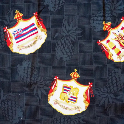 Crest black hawaiian aloha rayon shirt - alohaz