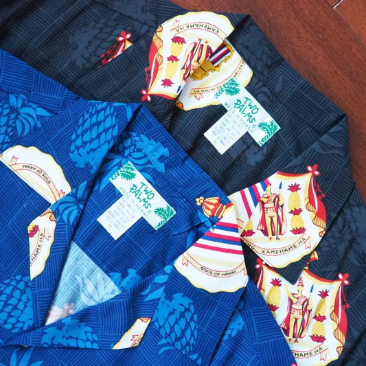 Crest blue hawaiian aloha rayon shirt - alohaz