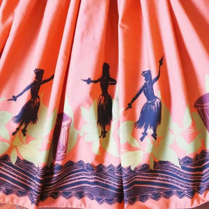 Dancer orange hawaiian single pau hula skirt