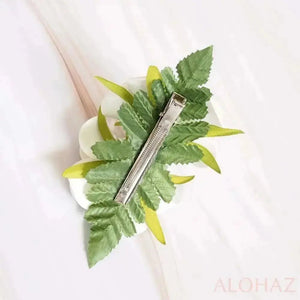 Double joy plumeria hawaiian flower hair clip