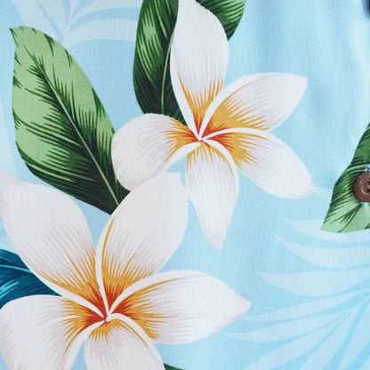 Escape blue hawaiian lady blouse - alohaz