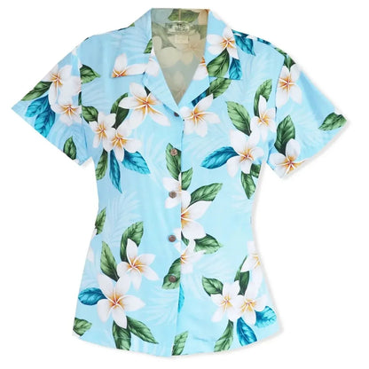 Escape blue hawaiian lady blouse - alohaz