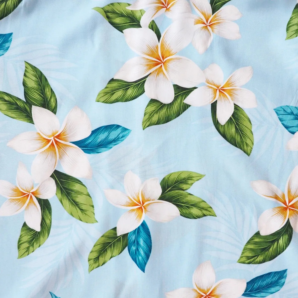 Escape blue hawaiian rayon fabric