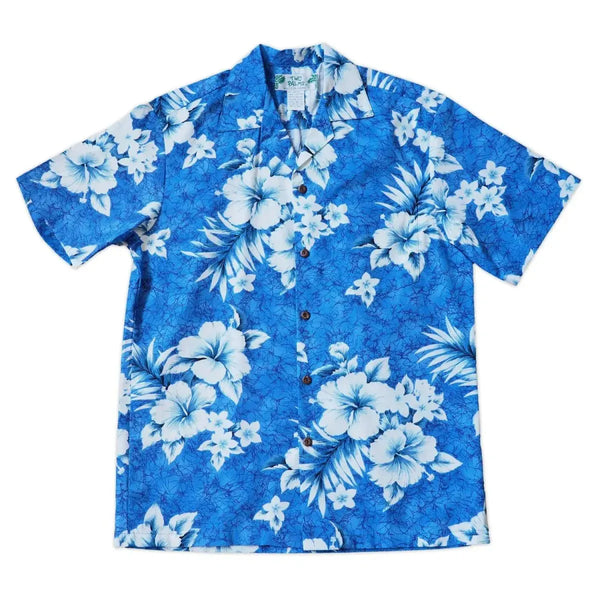TUNEVUSE Men's Floral Hawaiian Shirt - 100% Cotton Short Sleeve Button Down, Light Blue Floral Print - View #9