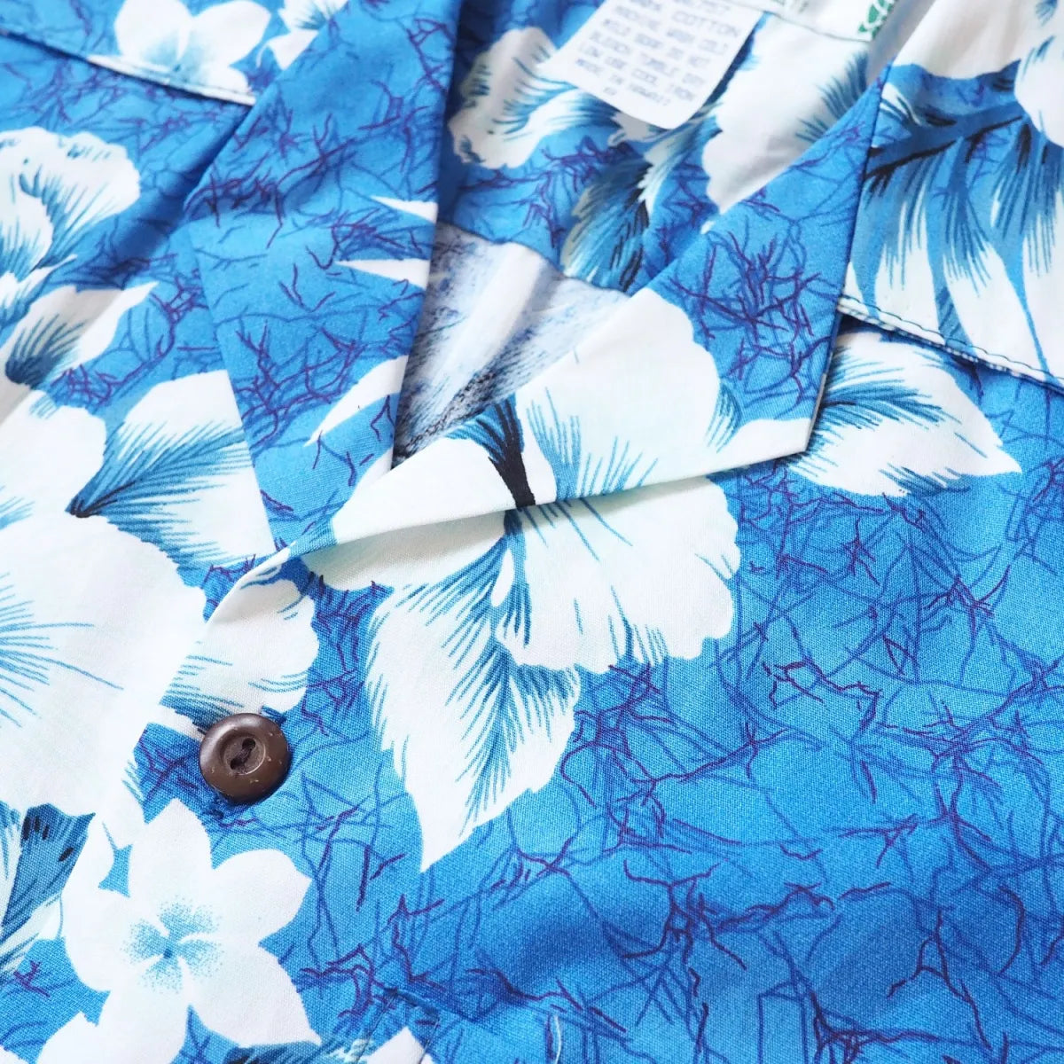 Flower power blue hawaiian cotton shirt