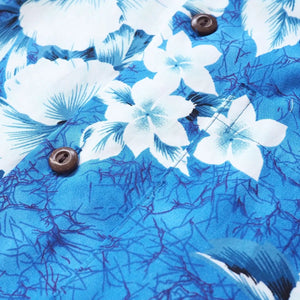 Flower power blue hawaiian cotton shirt