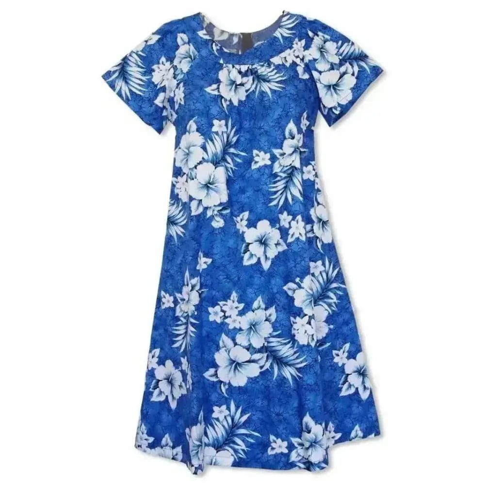 Flower power blue hawaiian muumuu - alohaz