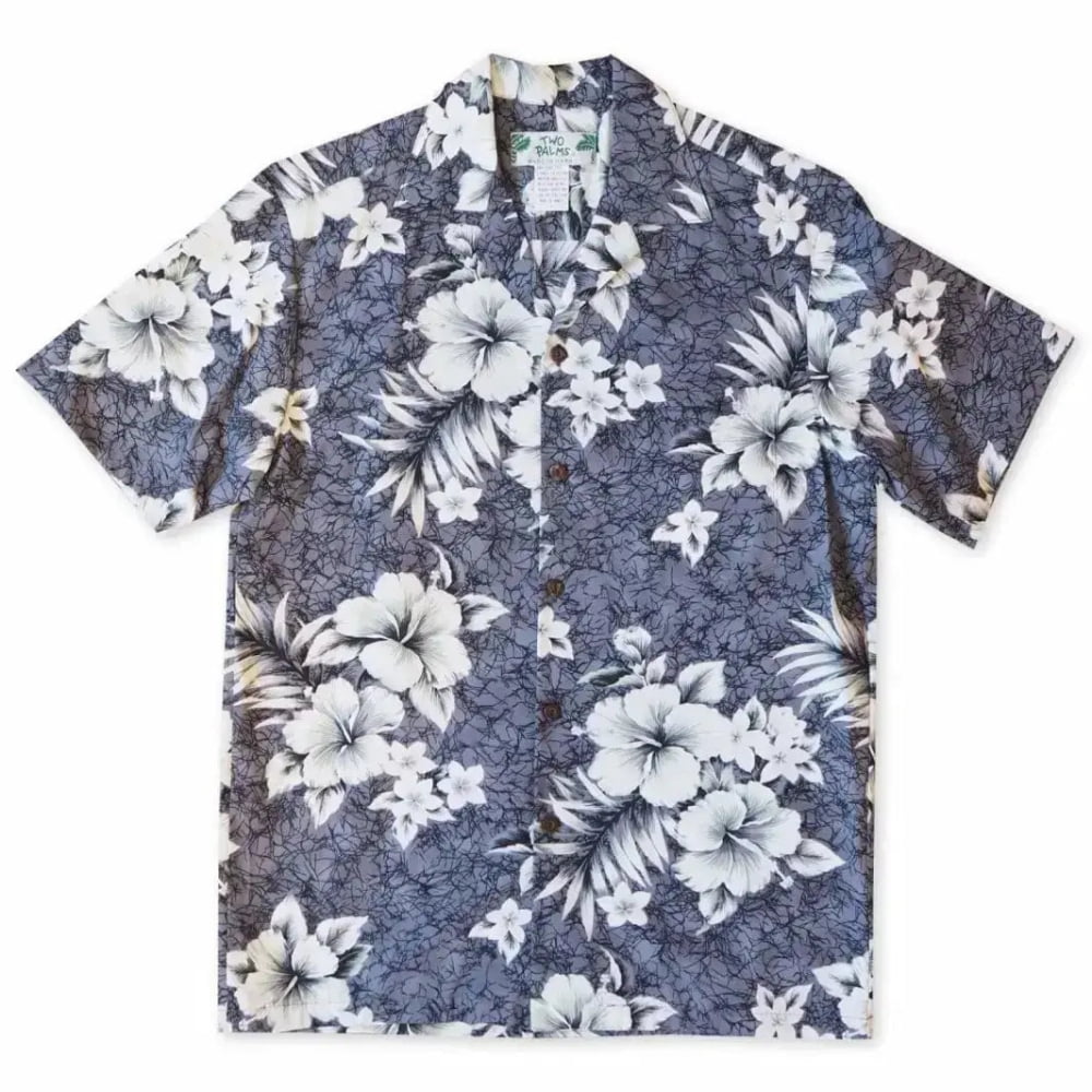 Flower power grey hawaiian cotton shirt
