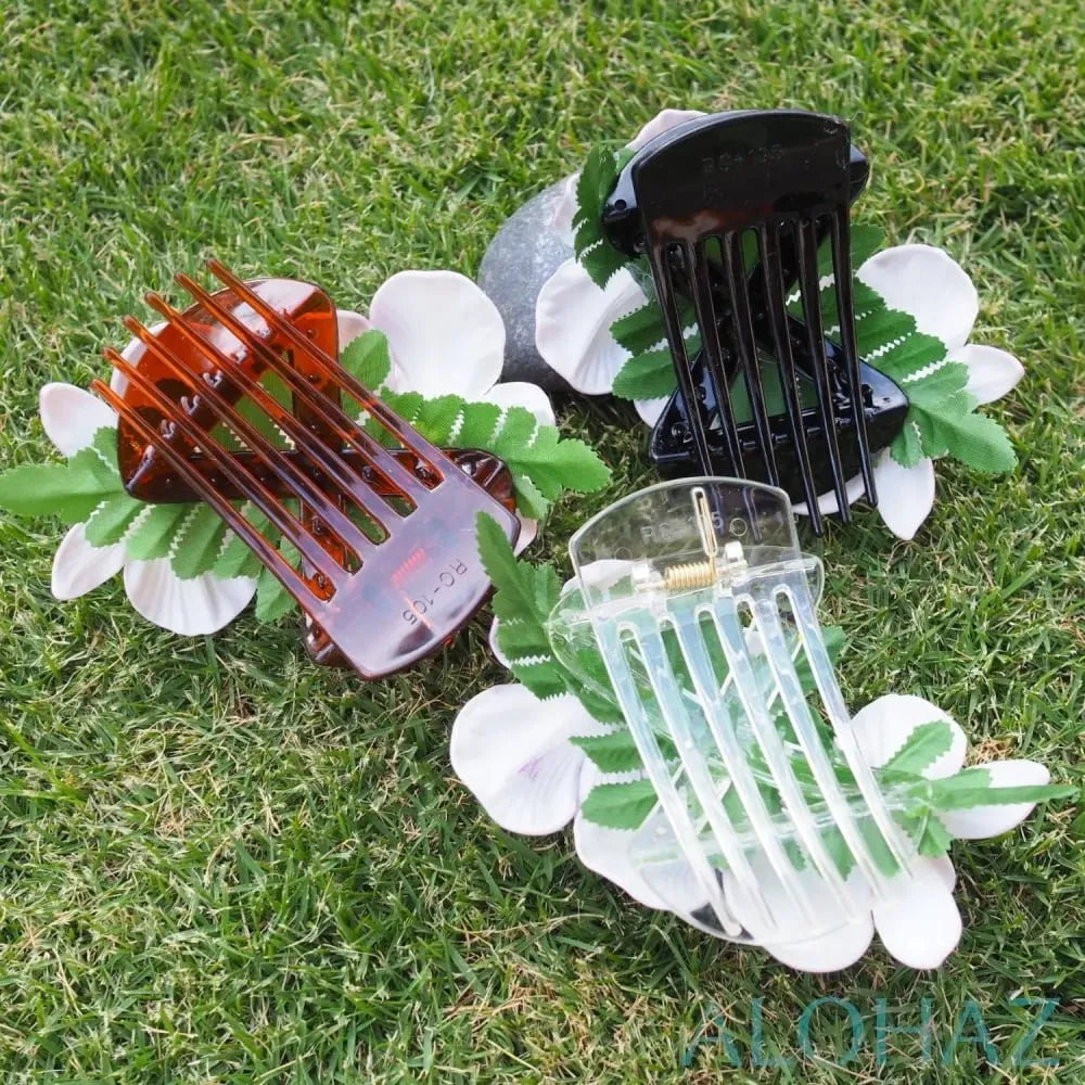 Green happy orchid flower hair clamp - alohaz