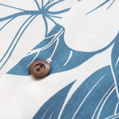 Haven blue hawaiian cotton shirt - alohaz