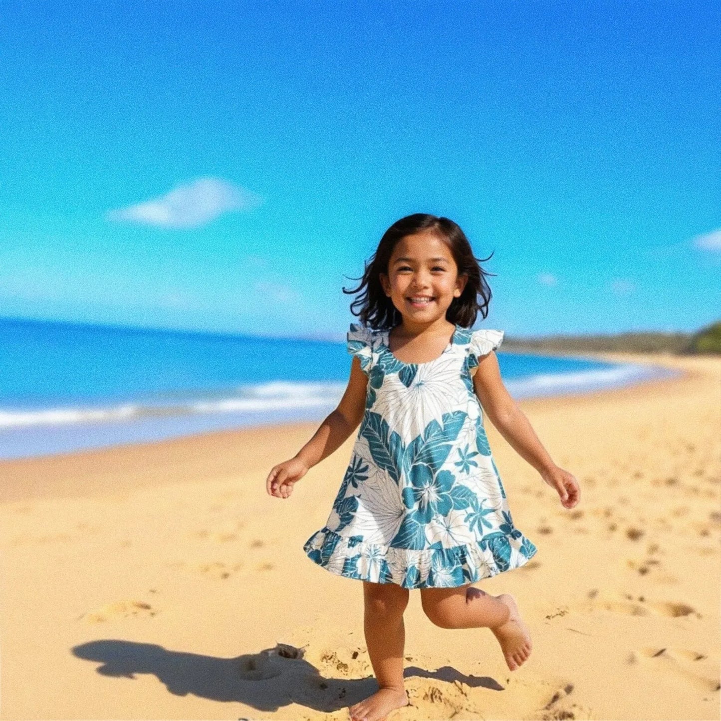 Haven blue hawaiian girl flutter dress - alohaz