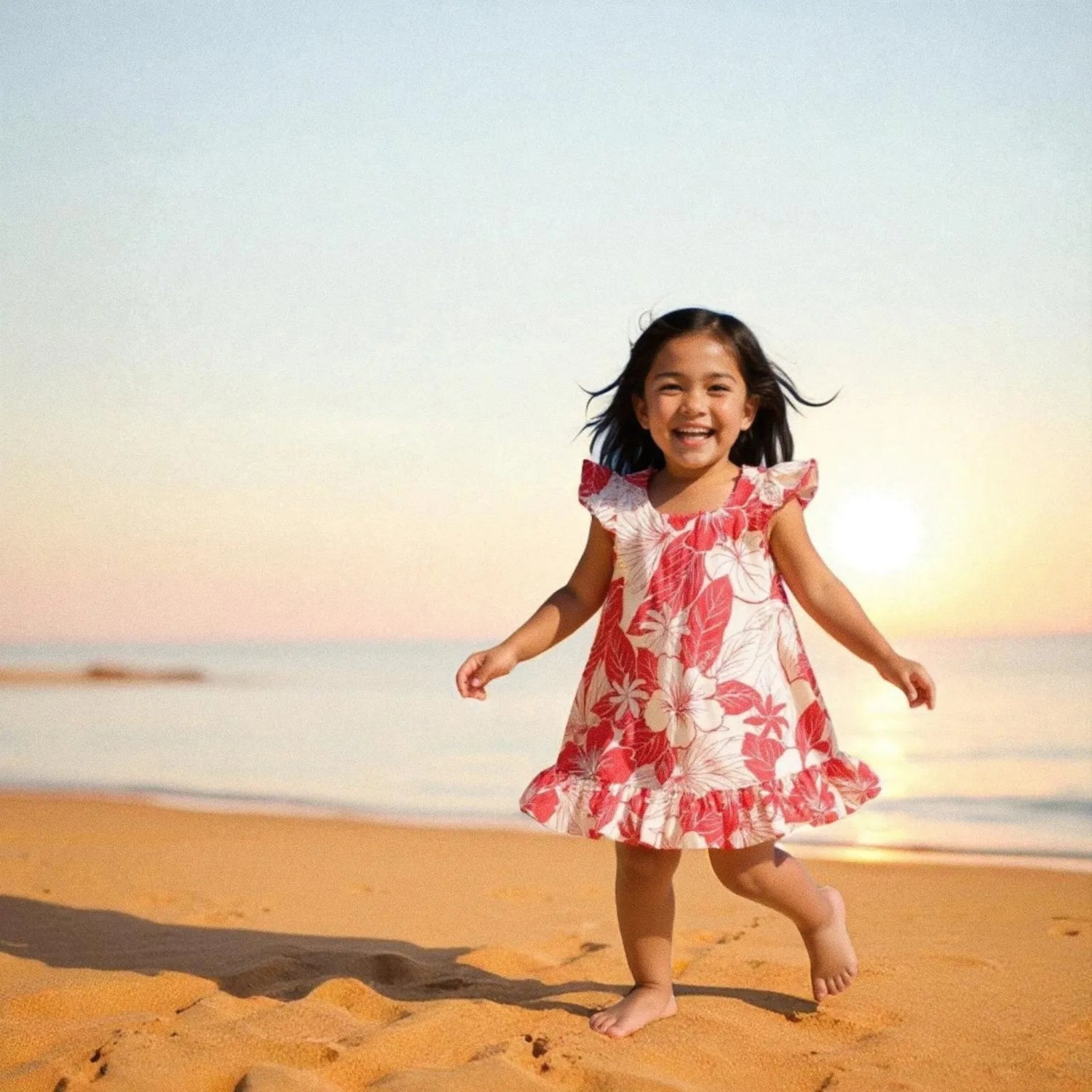 Haven coral hawaiian girl flutter dress - alohaz