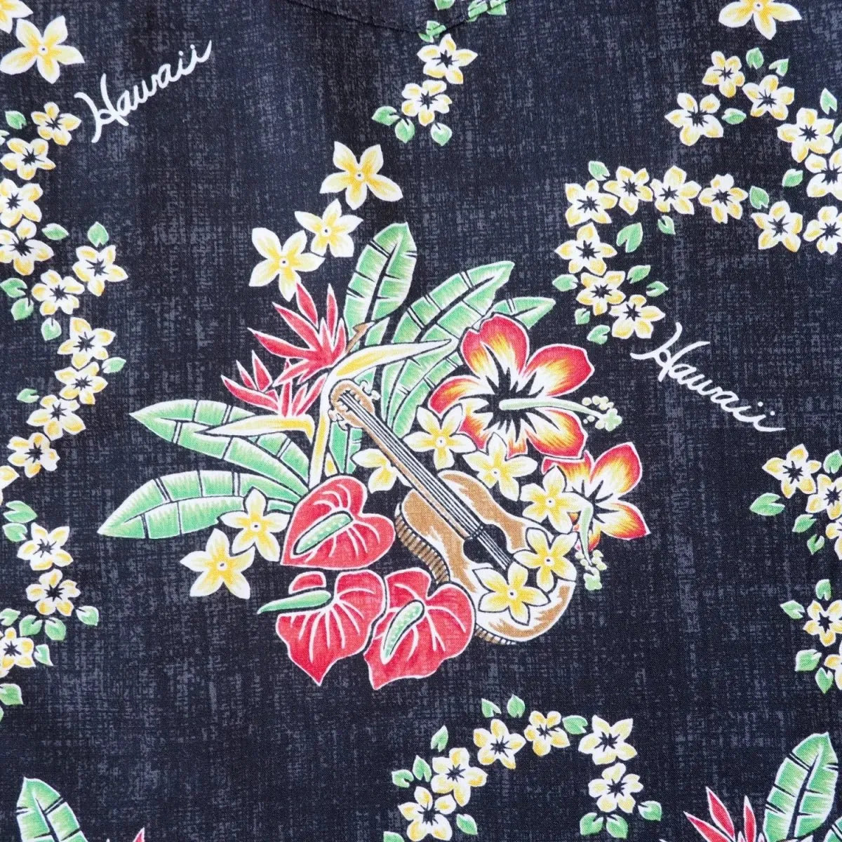 Hawaii lei black hawaiian rayon shirt - alohaz