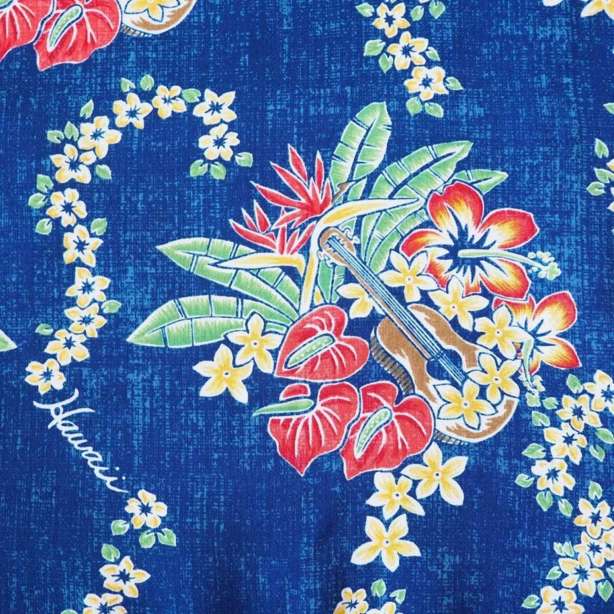 Hawaii lei blue hawaiian rayon shirt - alohaz