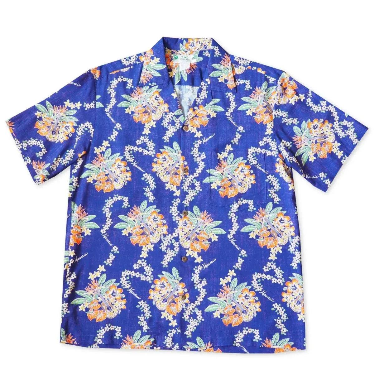 Hawaii lei purple hawaiian rayon shirt - alohaz