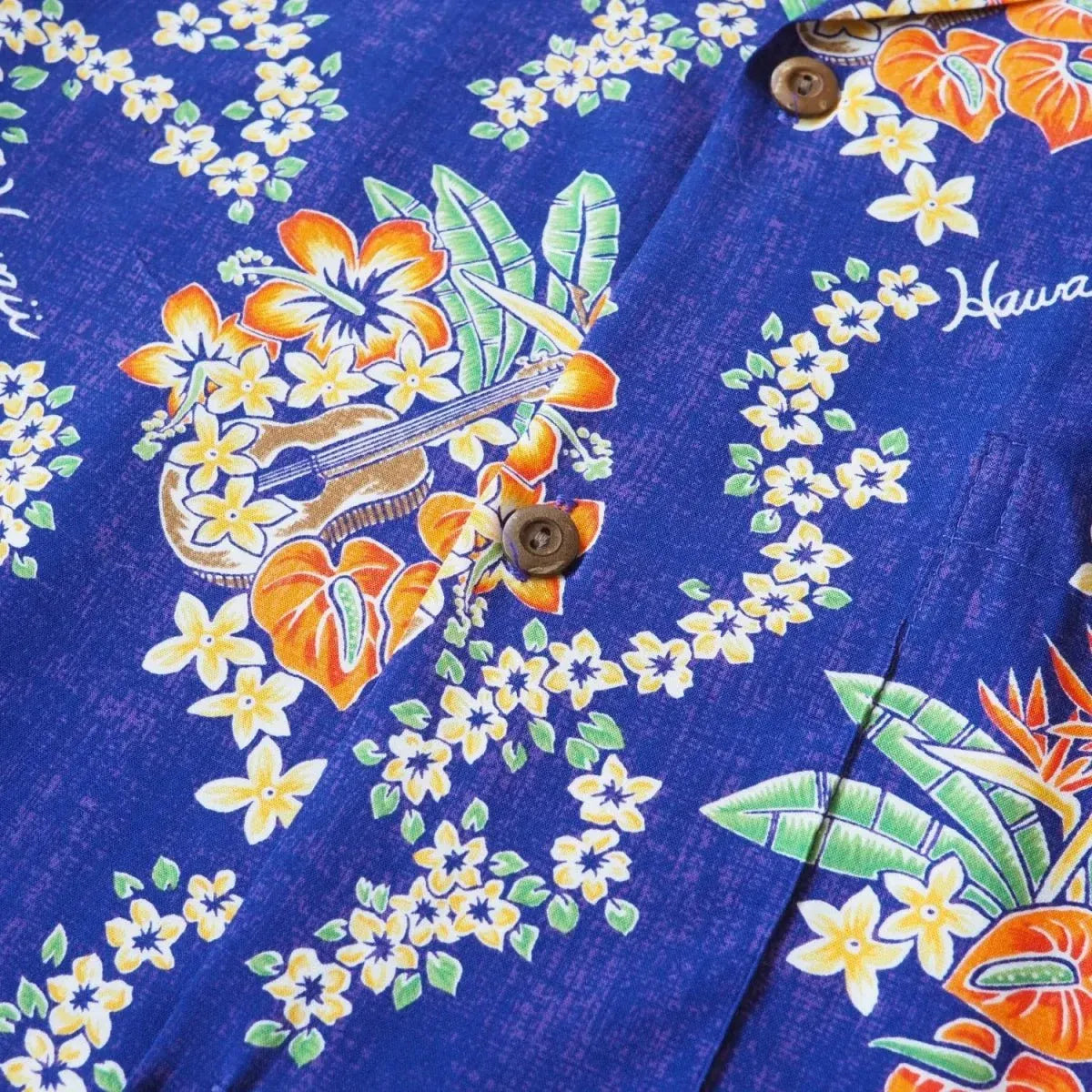 Hawaii lei purple hawaiian rayon shirt - alohaz