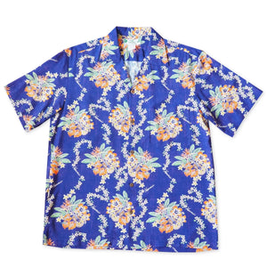 Hawaii lei purple hawaiian rayon shirt