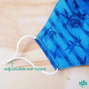 Hawaiian face mask + adjustable loops ~ blue bamboo