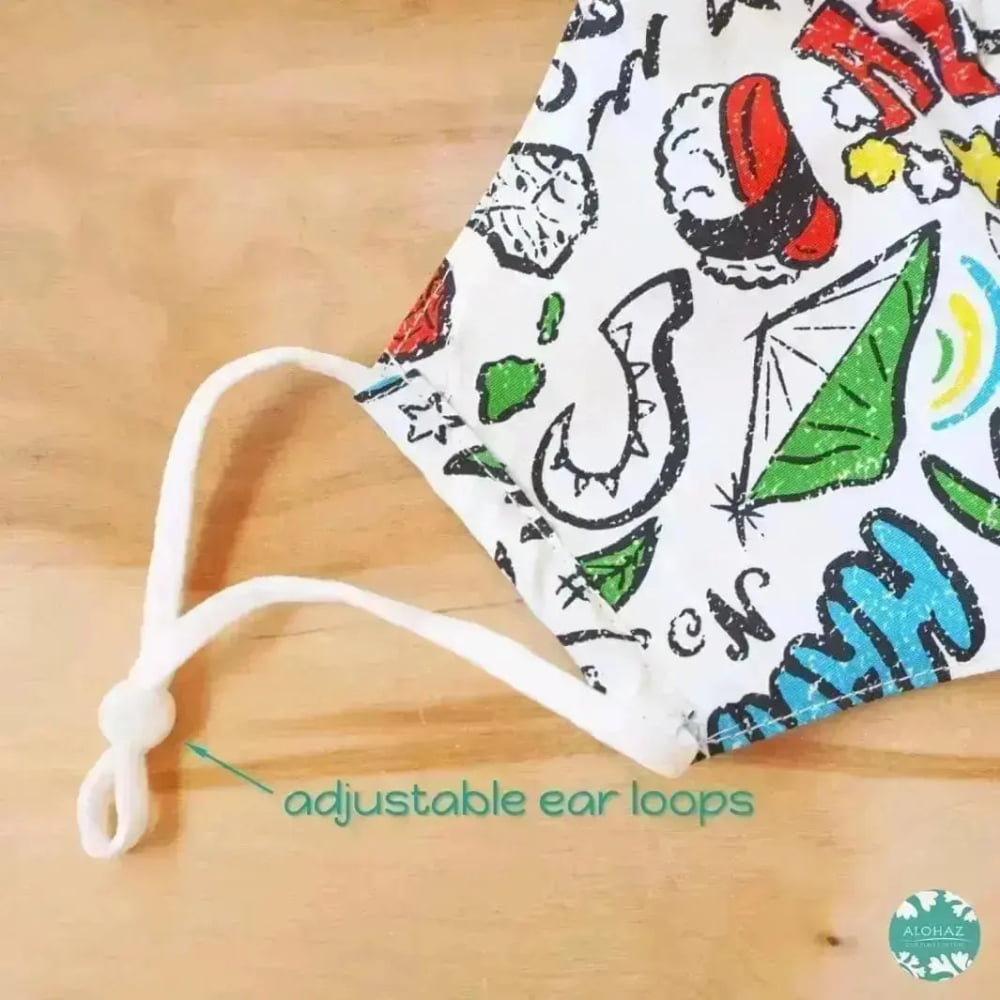 Hawaiian face mask + adjustable loops ~ white local style