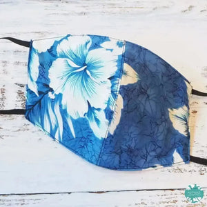 Hawaiian face mask ~ blue flower power