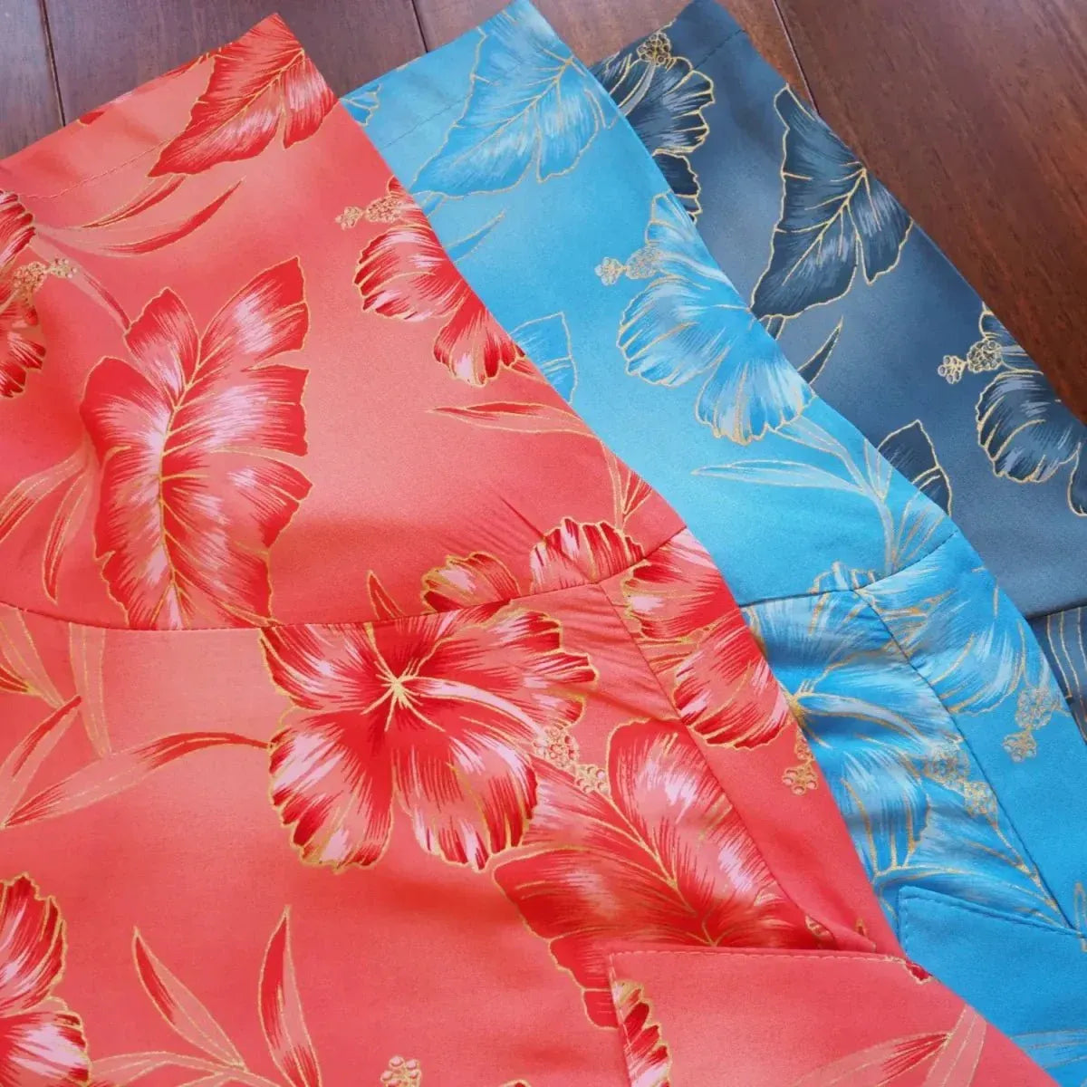 Hibiscus hideaway blue hawaiian aloha rayon shirt - alohaz