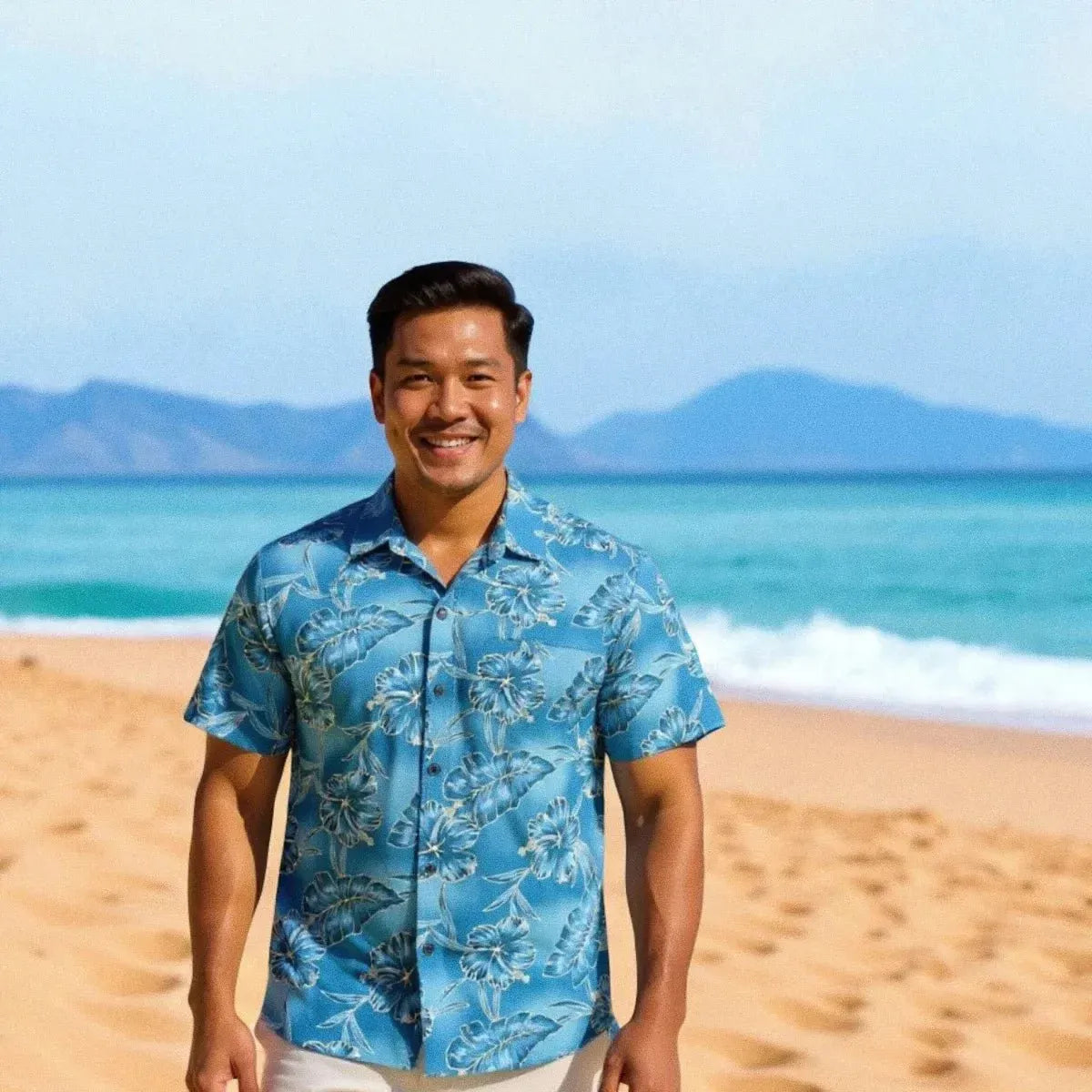 Hibiscus hideaway grey hawaiian aloha rayon shirt - alohaz