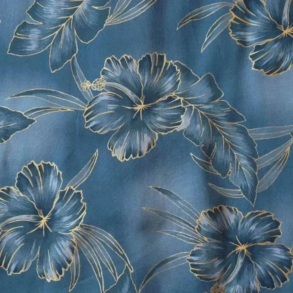 Hibiscus hideaway grey hawaiian aloha rayon shirt - alohaz