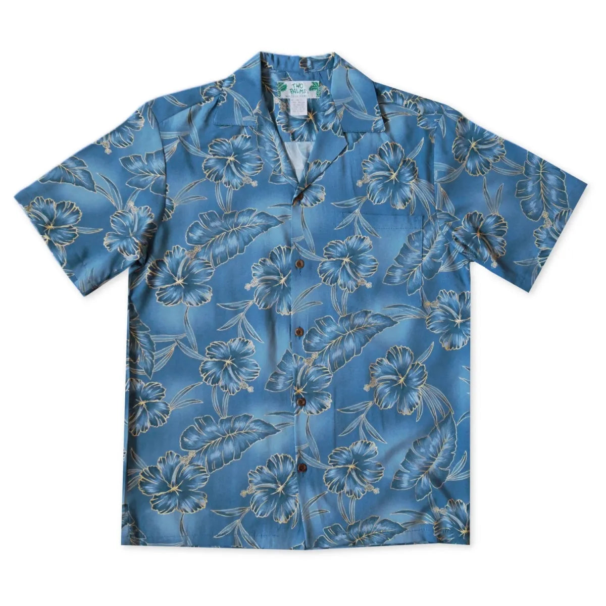 Hibiscus hideaway grey hawaiian aloha rayon shirt