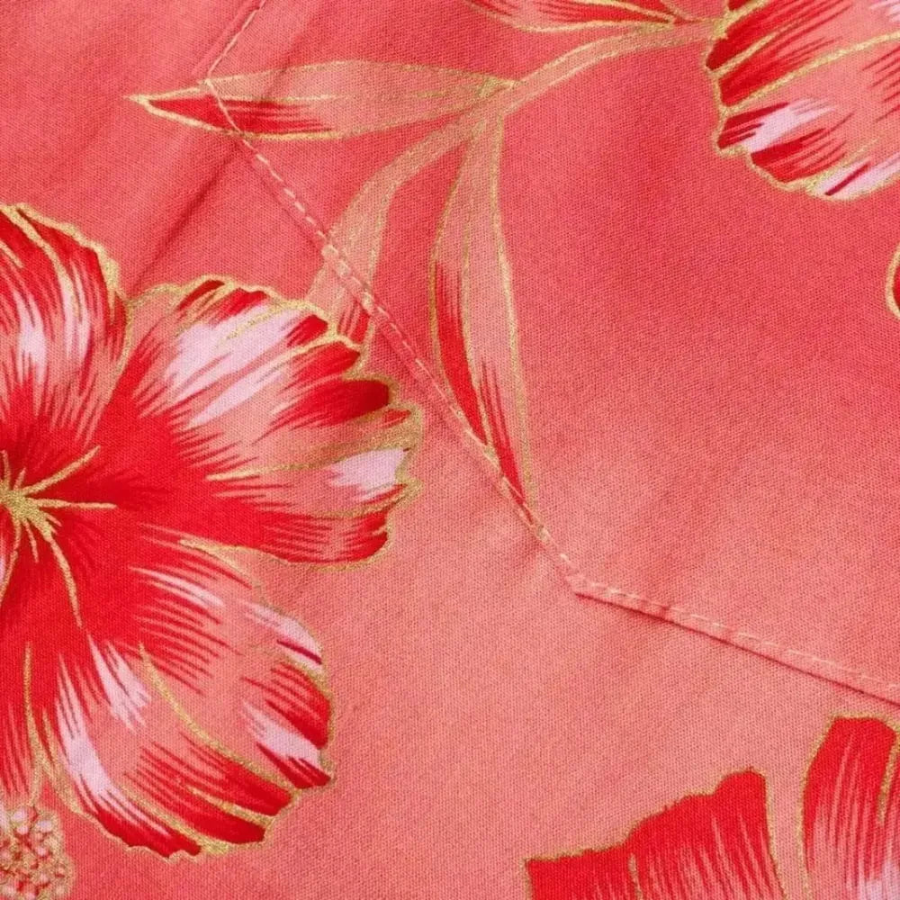 Hibiscus hideaway orange hawaiian aloha rayon shirt - alohaz
