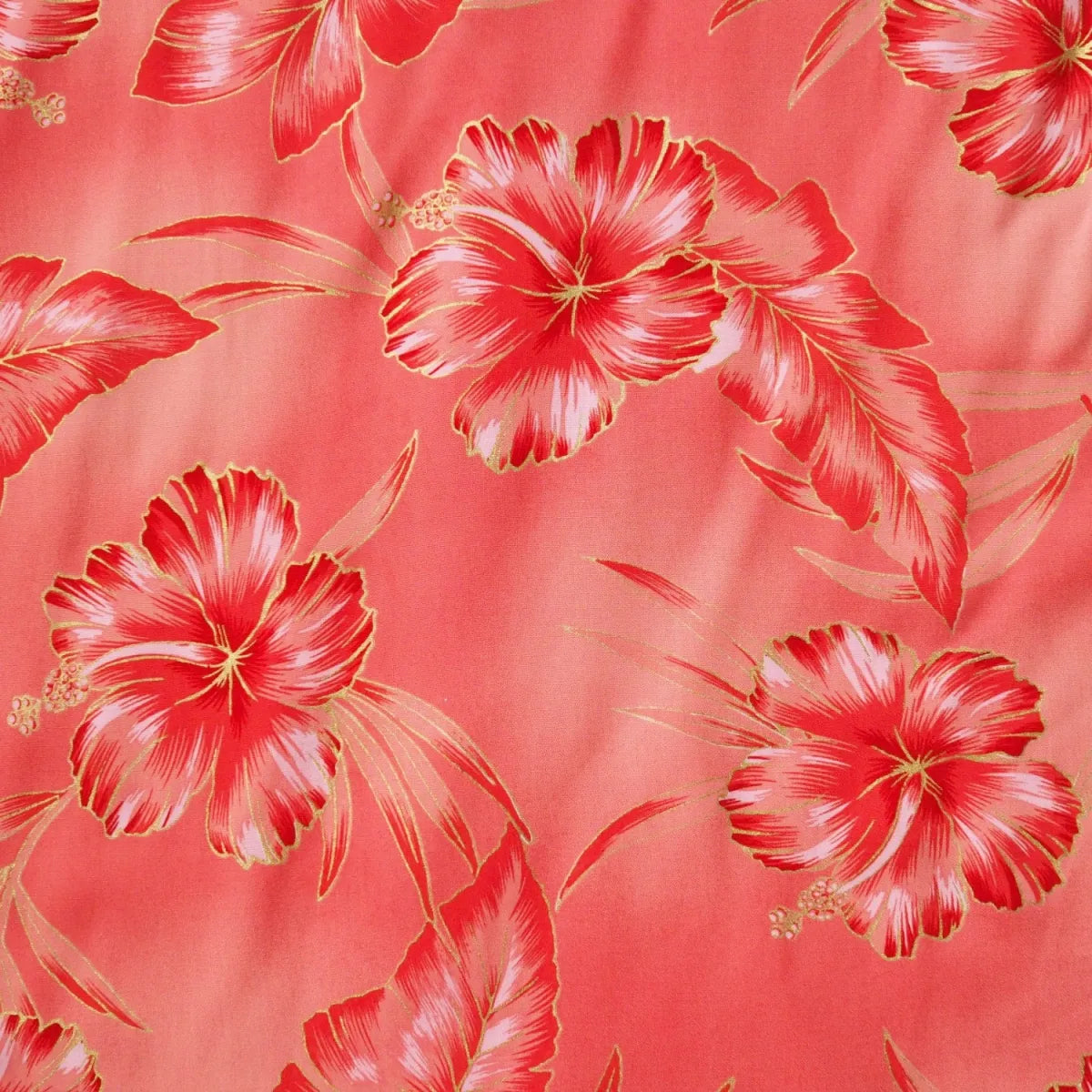 Hibiscus hideaway orange hawaiian rayon fabric