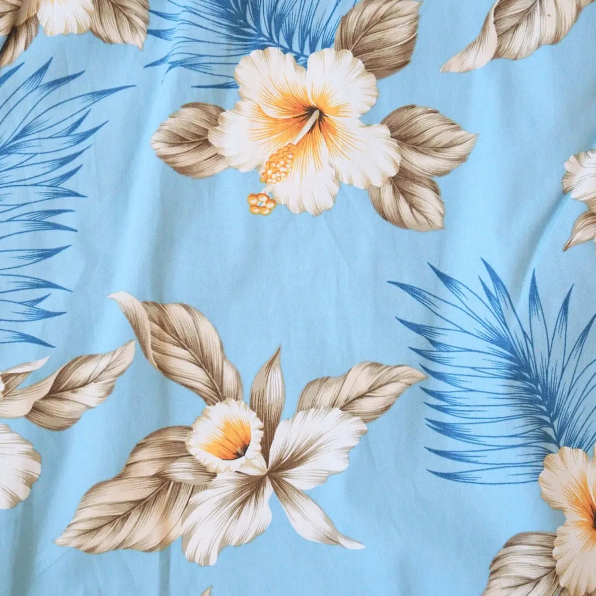 Hibiscus joy blue hawaiian cotton shirt