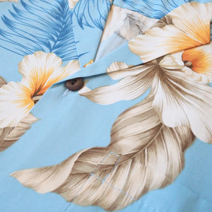 Hibiscus joy blue hawaiian cotton shirt