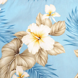 Hibiscus joy blue hawaiian lady blouse