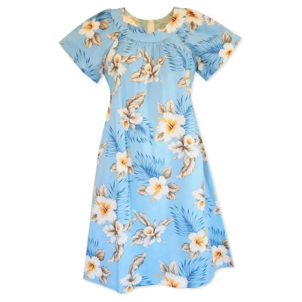 hibiscus joy blue hawaiian muumuu