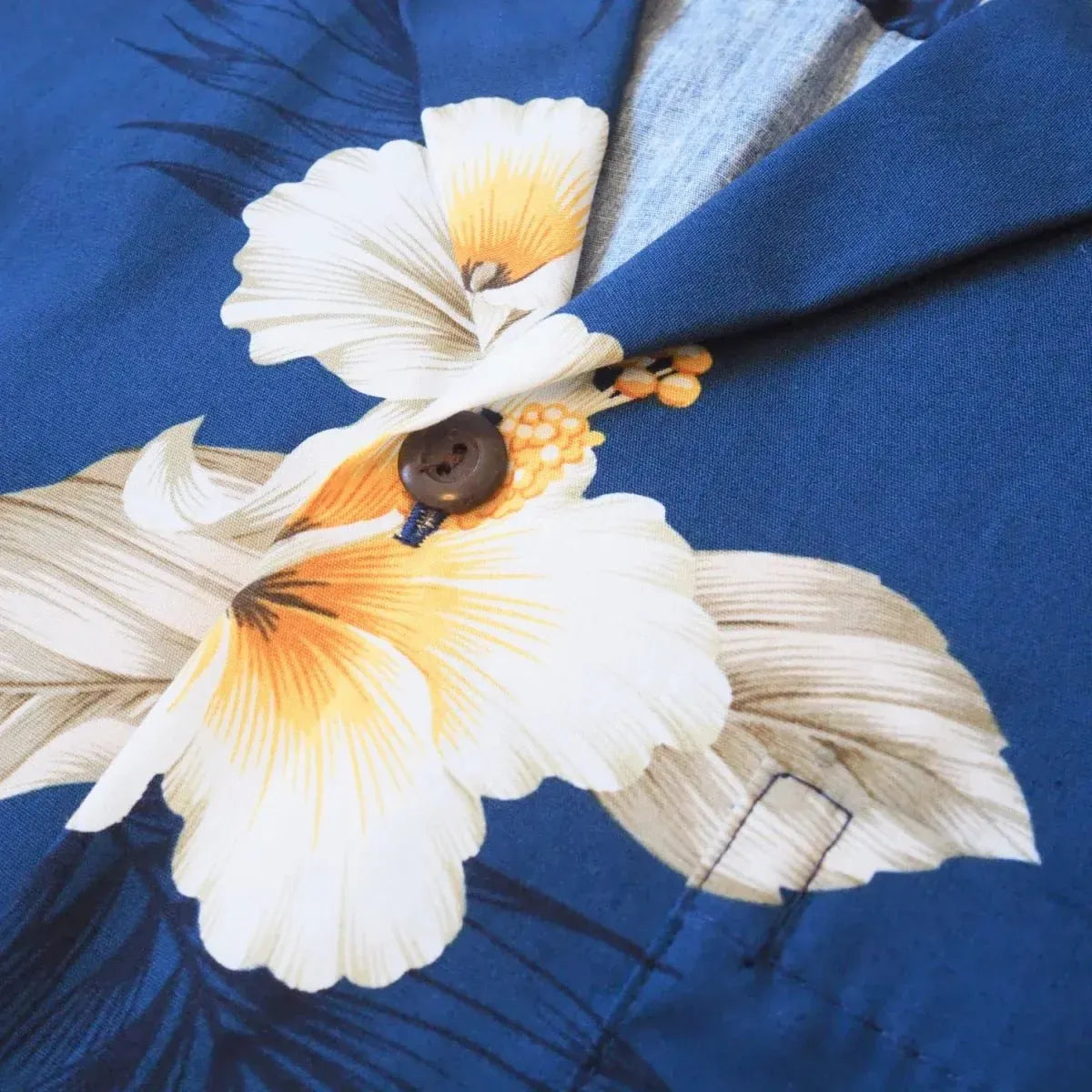 Hibiscus joy navy hawaiian cotton shirt - alohaz
