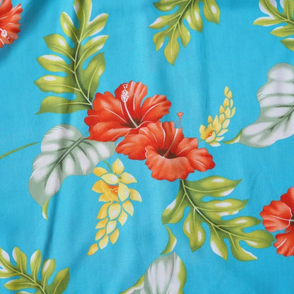 Honeymoon aqua hawaiian rayon fabric - alohaz