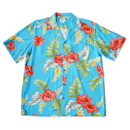 Honeymoon aqua hawaiian rayon shirt - alohaz