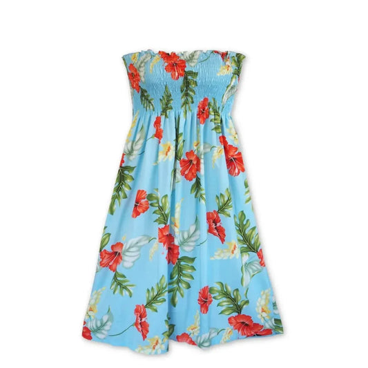 Honeymoon blue hawaiian moonkiss short dress - alohaz