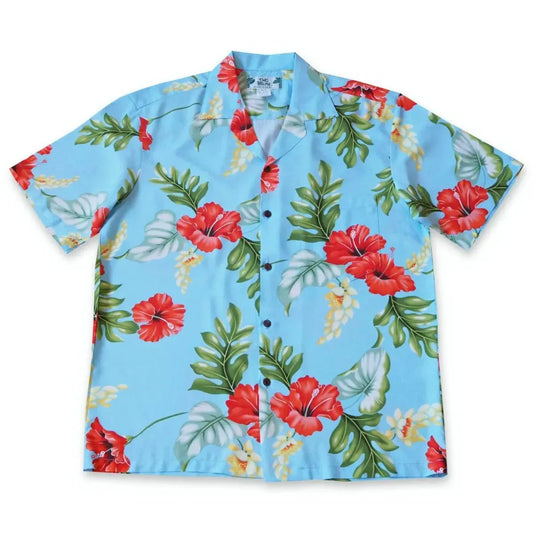 Honeymoon blue hawaiian rayon shirt - alohaz