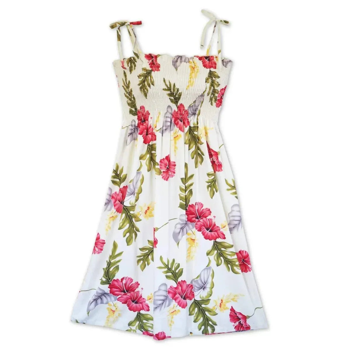 Honeymoon cream hawaiian moonkiss short dress - alohaz