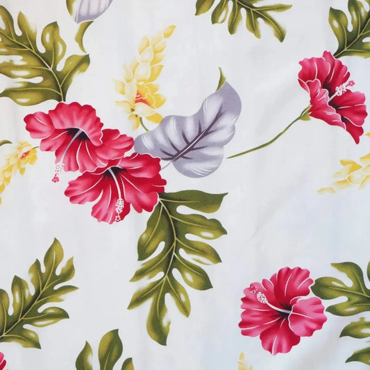 Honeymoon cream hawaiian rayon fabric - alohaz