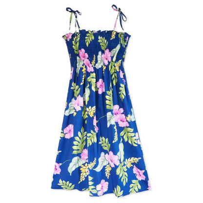 Honeymoon royal blue hawaiian moonkiss short dress - alohaz