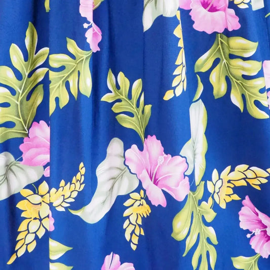 Honeymoon royal blue hawaiian rayon fabric - alohaz