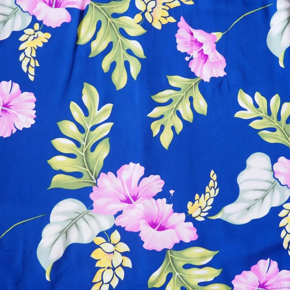 Honeymoon royal blue hawaiian rayon shirt - alohaz